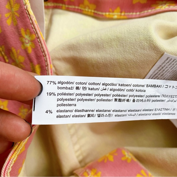 🌸 ZARA PINK YELLOW FLORAL HIGH WAIST CROPPED FLARE LEG JEANS! - Picture 10 of 15